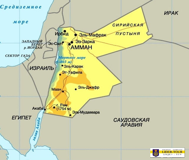 карта иордании