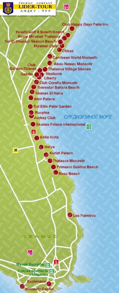 Карта курорта монастир